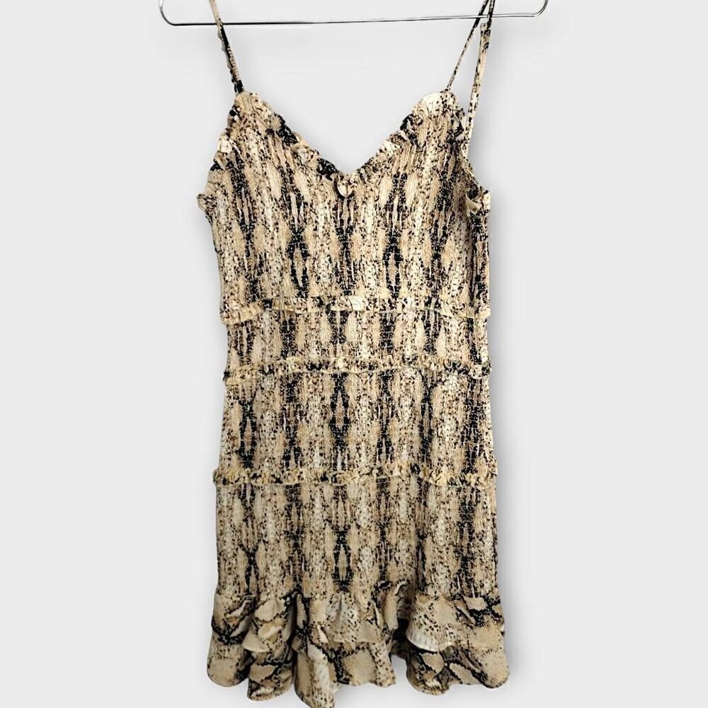 Olivaceous Womens Dress Sz Medium snakeskin‎ print Bodycon Ruffle Fitting Dress
